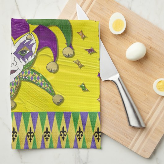 ジェスターマスクマルディグラスハーレキンキッチンタオル キッチンタオル (四つ折り)