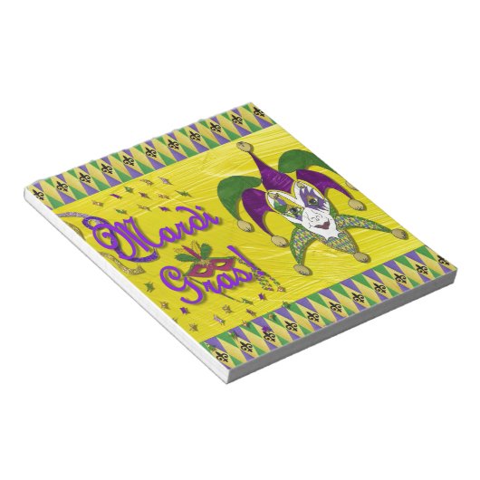 ジェスターマスクマルディグラスハーレキン ノートパッド (アングル)