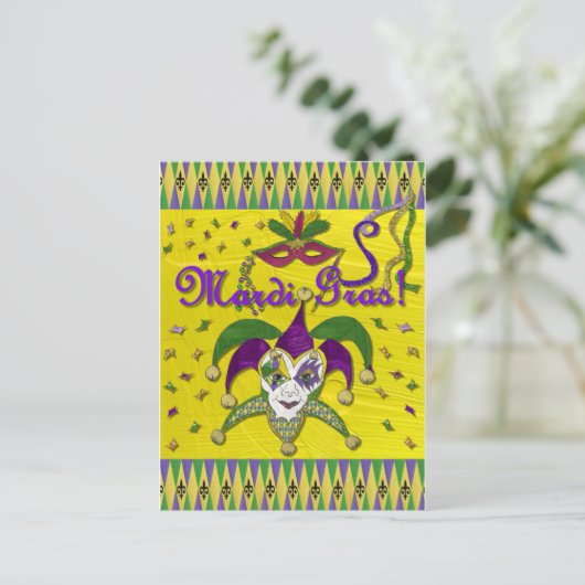 ジェスターマスクマルディグラスハーレキン ポストカード (スタンド正面)