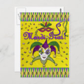 ジェスターマスクマルディグラスハーレキン ポストカード (正面/裏面)