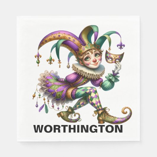 ジェスター大切マスカレードテーマ スタンダードランチョンナプキン (正面)