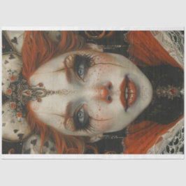 ジェスター・ハーレクイン仮装の女性デコパージュ 薄葉紙