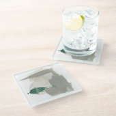 ジェス自然チャー – グレーと緑 ガラスコースター (アングル)