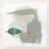 ジェス自然チャー – グレーと緑 ガラスコースター (正面)