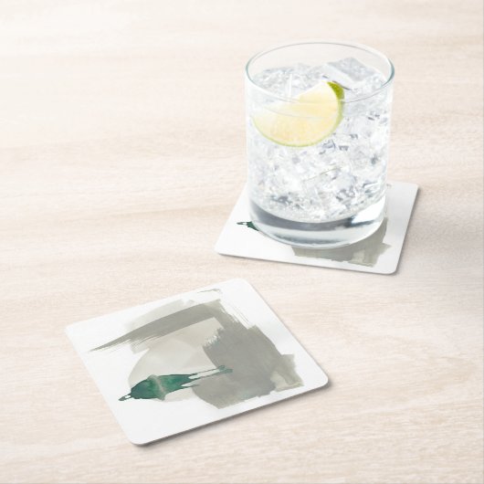 ジェス自然チャー – グレーと緑 スクエアペーパーコースター (インサイチュ)
