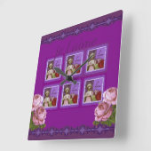 ジェタイムパープルロマンチックガールヴィンテージコラージュ スクエア壁時計 (傾斜)