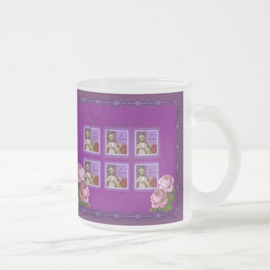 ジェタイムパープルロマンチックガールヴィンテージコラージュ フロストグラスマグカップ (右)
