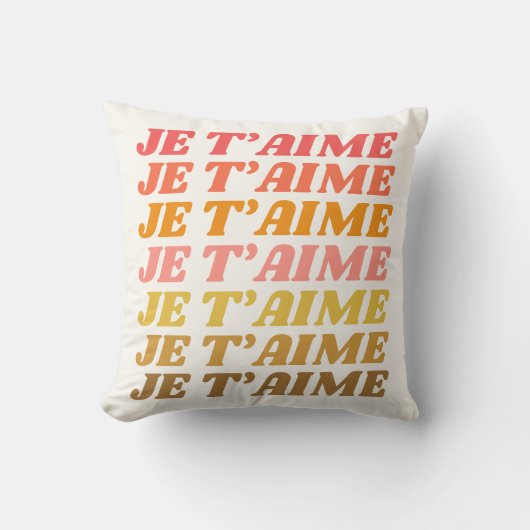 ジェタイムラブフランスのことわざレトロタイポグラフィ クッション (正面)