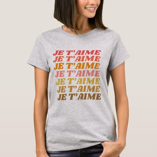 ジェタイムラブフランスのことわざレトロタイポグラフィ Tシャツ (正面)