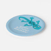 ジェッコリザードブルー名前をカスタムする子供の誕生日 ペーパープレート (アングル)