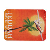 ジェッダSaudi Arabiaのヴィンテージ地図と旅行のポスター。 マグネット (横)