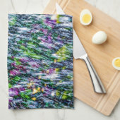 ジェットおよび薄紫花 キッチンタオル (四つ折り)