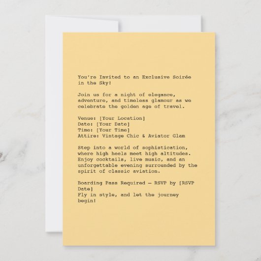 ジェットエレガントパイロット 招待状 (裏面)