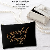 ジェットエレガントブラックメイド・オブ・オーナー（花嫁付き添い人）ギフトパーソナライズされた アクセサリーポーチ