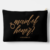 ジェットエレガントブラックメイド・オブ・オーナー(花嫁付き添い人)ギフトパーソナライズされた アクセサリーポーチ (裏面)