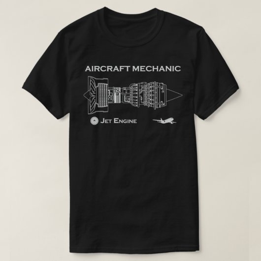 ジェットエンジン整備士航空機 Tシャツ (デザイン正面)