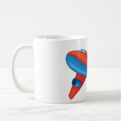 ジェットカラフル機の赤と青の飛行機 コーヒーマグカップ (左)