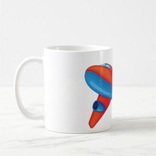 ジェットカラフル機の赤と青の飛行機 コーヒーマグカップ (左)