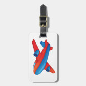 ジェットカラフル機の赤と青の飛行機 ラゲッジタグ (正面縦)