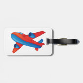 ジェットカラフル機の赤と青の飛行機 ラゲッジタグ (裏面横)