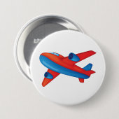 ジェットカラフル機の赤と青の飛行機 缶バッジ (正面&裏面)