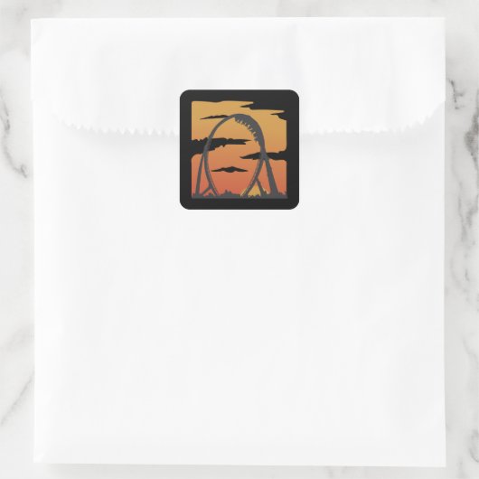 ジェットコおもしろいースター遊園地ギフト スクエアシール (バッグ)