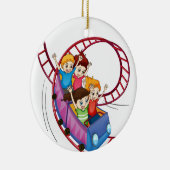 ジェットコースターで乗っている勇敢な子供は乗ります セラミックオーナメント (右)