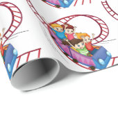 ジェットコースターで乗っている勇敢な子供は乗ります ラッピングペーパー (ロールコーナー)