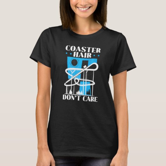 ジェットコースターに乗っても髪が乱れるなんて気にしない Tシャツ (正面)
