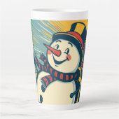 ジェットコースターに乗って楽しむ雪だるま カフェラテマグ (正面)