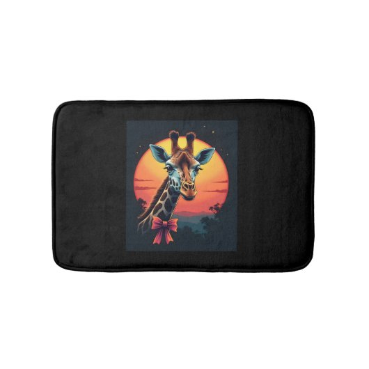 ジェットコースターのようなキリン走クおもしろいレトロ バスマット (正面)