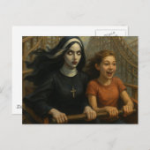 ジェットコースターは怖い修道女と子供に乗る ポストカード (正面/裏面)