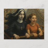 ジェットコースターは怖い修道女と子供に乗る ポストカード (正面)