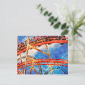 ジェットコースターカラフルはがき ポストカード (スタンド正面)