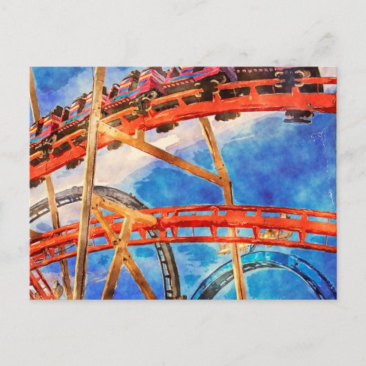 ジェットコースターカラフルはがき ポストカード (正面)