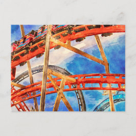ジェットコースターカラフルはがき ポストカード