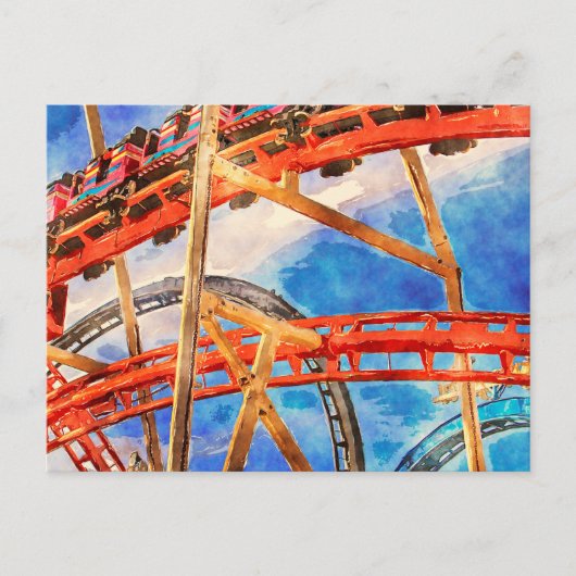 ジェットコースターカラフルはがき ポストカード (正面)