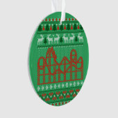 ジェットコースターシーン醜いクリスマスセーター オーナメント (正面)