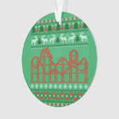 ジェットコースターシーン醜いクリスマスセーター オーナメント (正面)