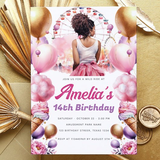 ジェットコースターパーティーアフリカンアメリカンカスタム 招待状