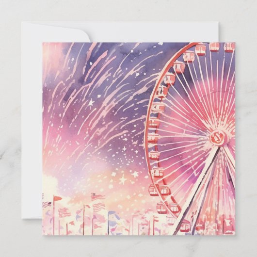 ジェットコースターパーティーアフリカンアメリカン水彩色 サンキューカード (裏面)