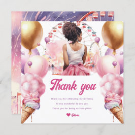 ジェットコースターパーティーアフリカンアメリカン水彩色 サンキューカード