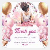 ジェットコースターパーティーアフリカンアメリカン水彩色 スクエアシール (正面)