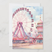 ジェットコースターパーティー水カラーカスタム 招待状 (裏面)