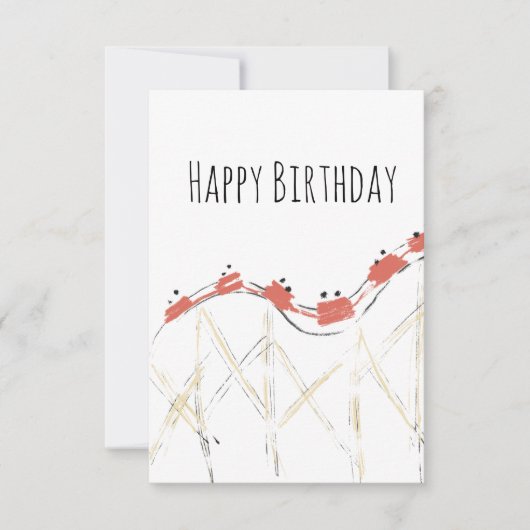 ジェットコースター手描き誕生日 カード (正面)