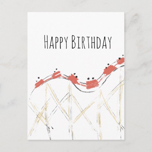 ジェットコースター手描き誕生日 ポストカード (正面)