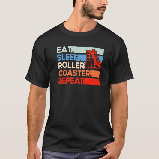 ジェットコースター食べスリープローラーコースターリピート Tシャツ (正面)