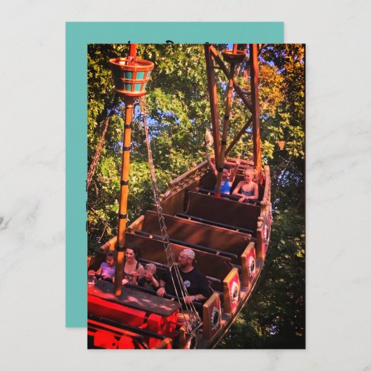 ジェットコースター 遊園地 誕生日 招待状 (正面/裏面)