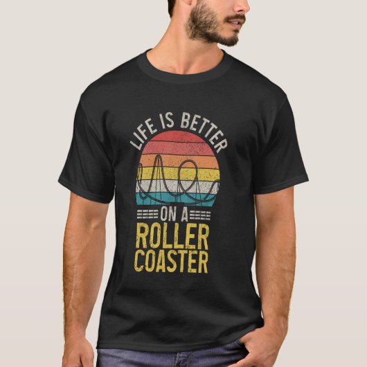 ジェットコースター 遊園地 面白い ローラーコースター Tシャツ (正面)