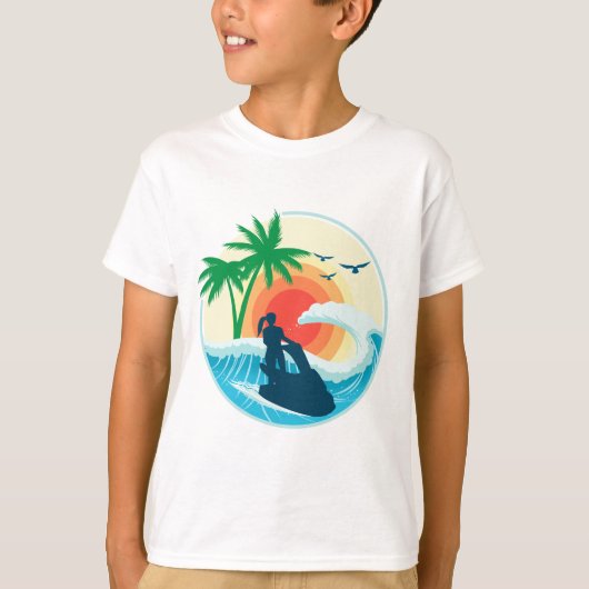 ジェットスキーと波 Tシャツ (正面)